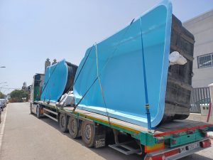 8 Transporte Piscinas prefrabircadas fibras Poliester
